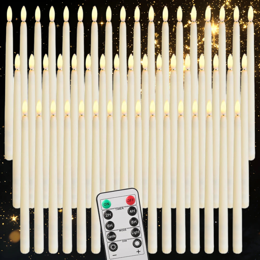 Flameless Taper Candles with Remote Control Flickering LED Candles Taper Warm White Light LED Candlesticks for Christmas Wedding by Grab & Glow