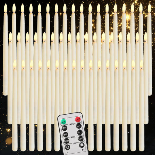 Flameless Taper Candles with Remote Control Flickering LED Candles Taper Warm White Light LED Candlesticks for Christmas Wedding by Grab & Glow