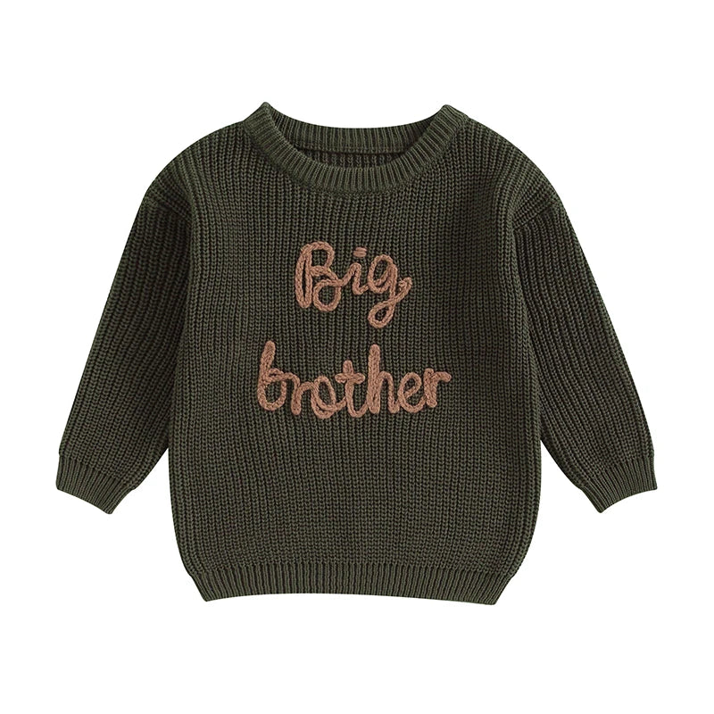 2023-09-18 Lioraitiin 12M-5Y Winter Newborn Kids Boys Sweaters Cotton Long Sleeve Letter Embroidery Pullover Loose Knitwear Tops by Grab & Glow