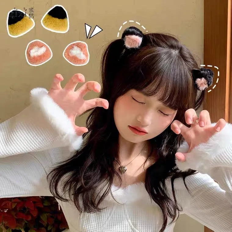New Fashion Side Clip Three-dimensional Cat Ear Hairgrips For Plush Hairpin Japanese Cute Bangs Clip Headdress Hair Accessories by Grab & Glow