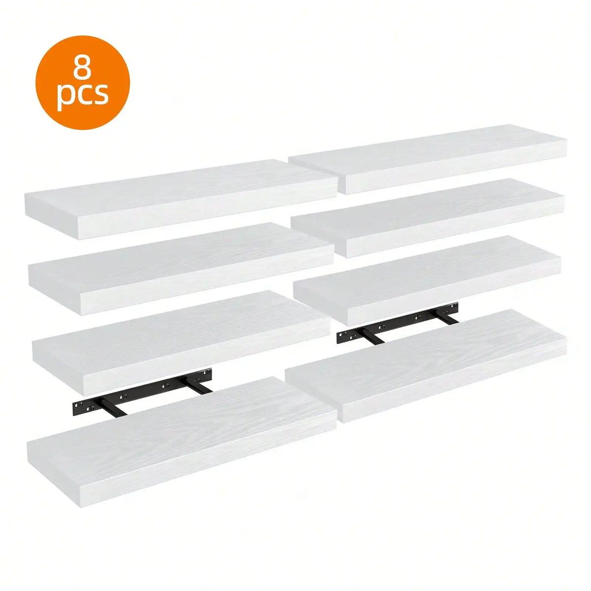 4 Pack Floating Shelves Modern Black Wood Wall Shelves Storage Shelving Unit With Invisible Metal Brackets Display Rack For Bathroom Living Room Bedroom Kitchen Housewarming Gift by Grab & Glow