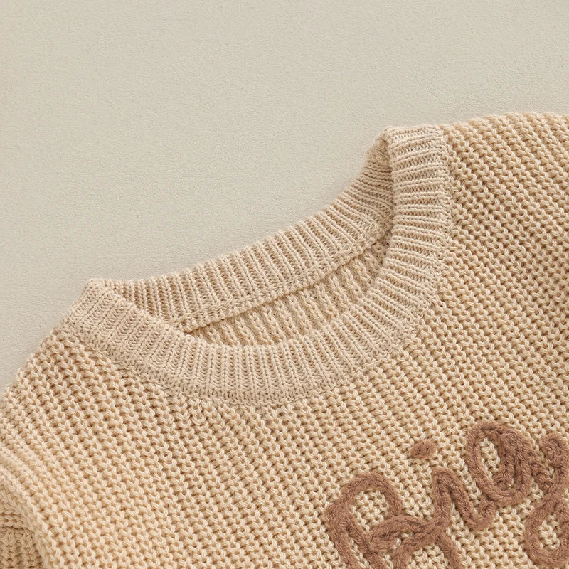 2023-09-18 Lioraitiin 12M-5Y Winter Newborn Kids Boys Sweaters Cotton Long Sleeve Letter Embroidery Pullover Loose Knitwear Tops by Grab & Glow