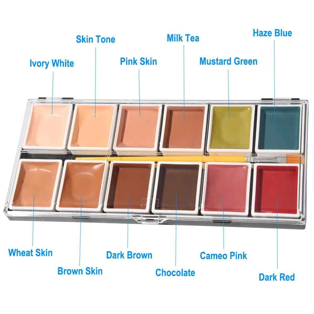 OPHIR Special Effect Makeup Paint Set Alcohol Activated Makeup Palette for Special Effects Artist Halloween Cosplay Makeup RT015 - Grab & Glow