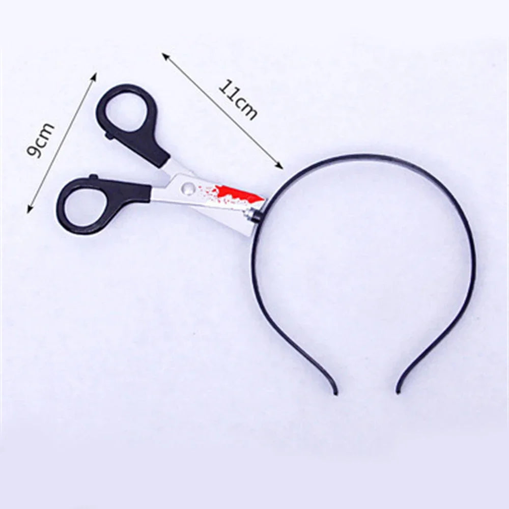 Halloween Horror Props Blood Fake Ax Saws Knife Headband for Halloween Party Masquerade Mischief Props Decoration Supplies - Grab & Glow