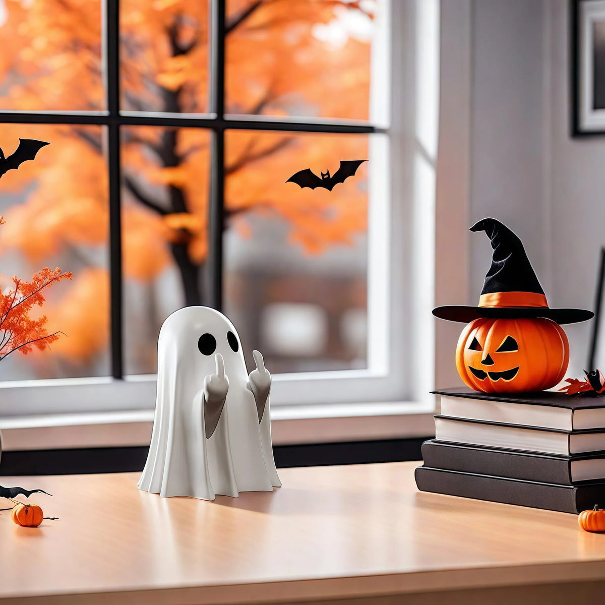 Cute Halloween Ghost Statue – Spooky Home Décor Ornament - Grab & Glow