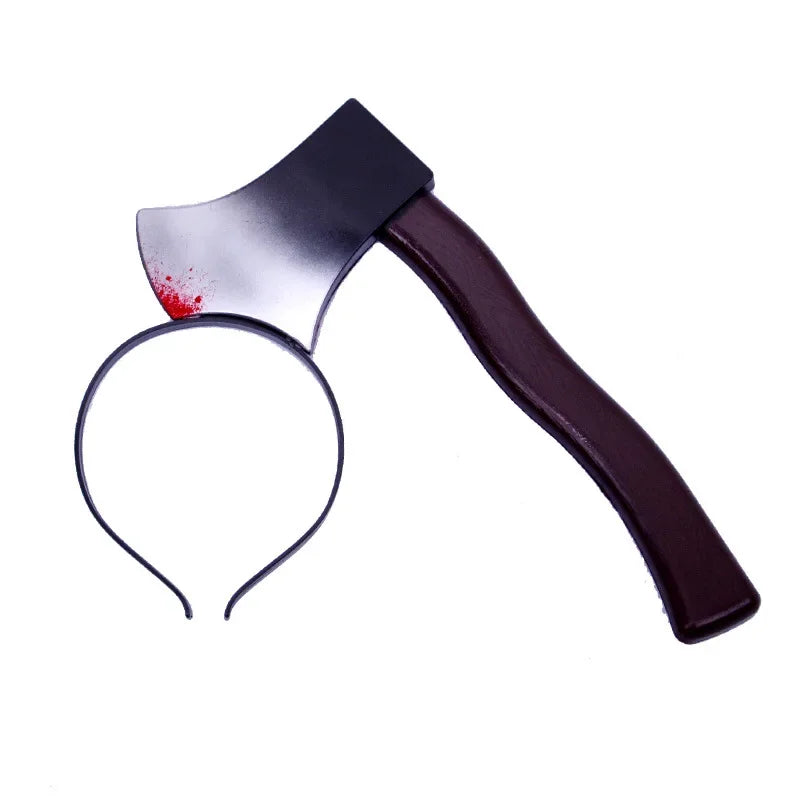 Halloween Horror Props Blood Fake Ax Saws Knife Headband for Halloween Party Masquerade Mischief Props Decoration Supplies - Grab & Glow