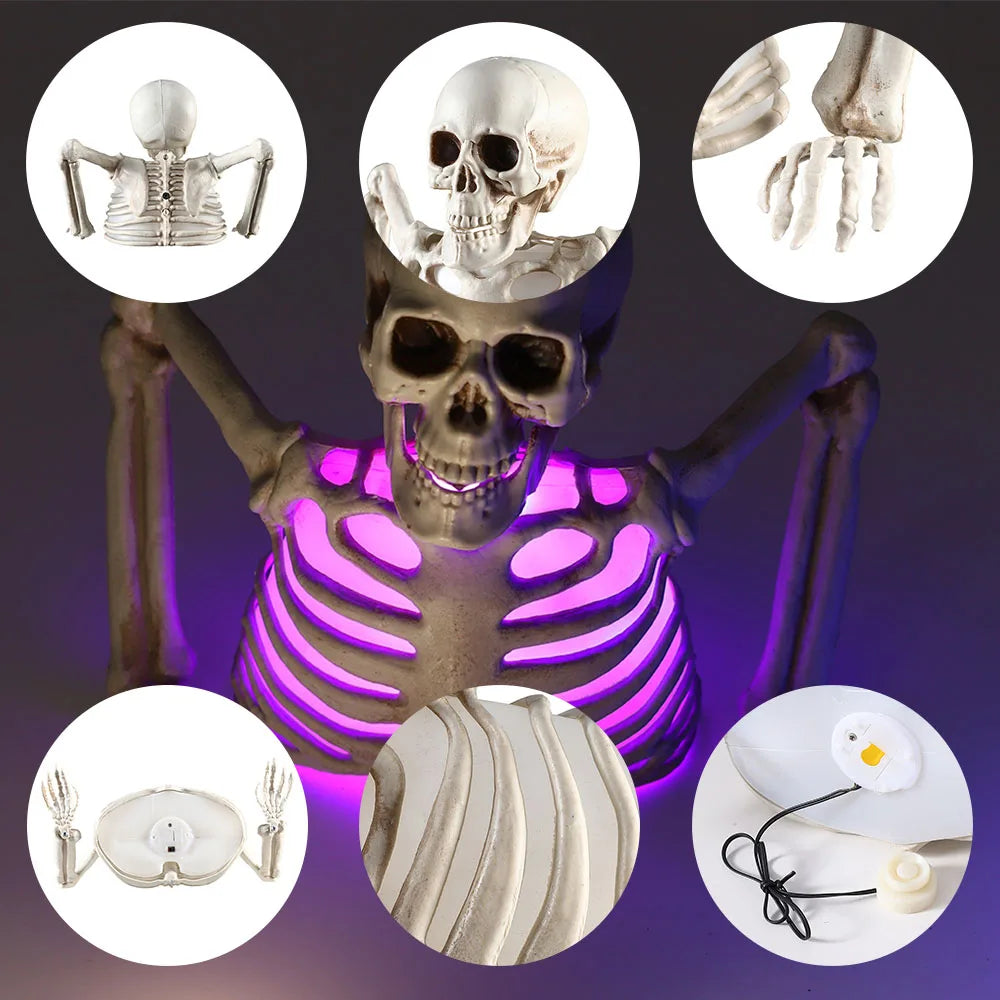 Halloween Decorations Glowing Skull Skeleton Human Head Haunted House Outdoor Yard Horror Props Holiday Scarry Home Supplies - Grab & Glow