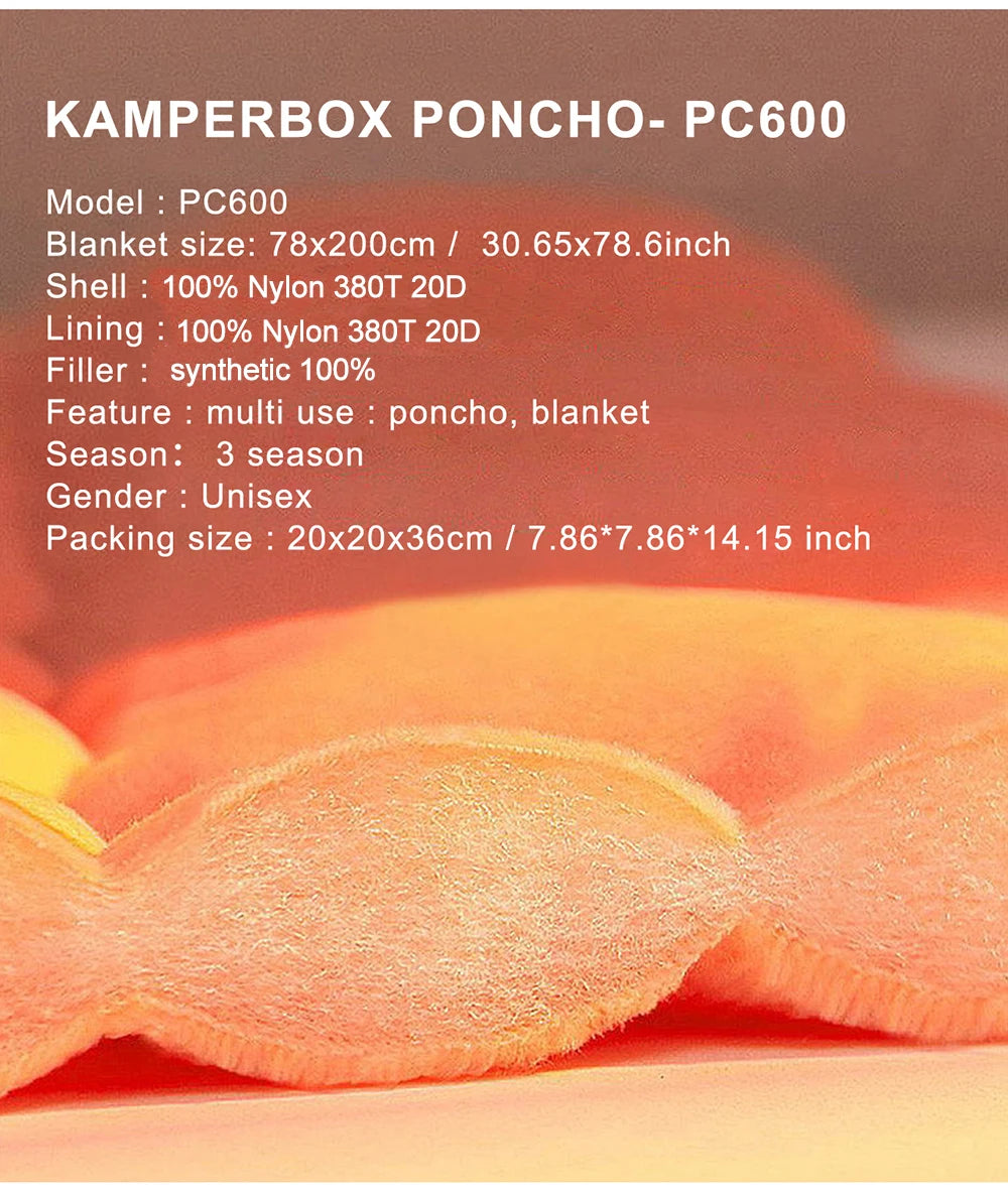 Kamperbox Winter Sleeping Bag Poncho Winter Camping Poncho Winter Wearable Sleeping Bag Camping Blanket PC600 by Grab & Glow