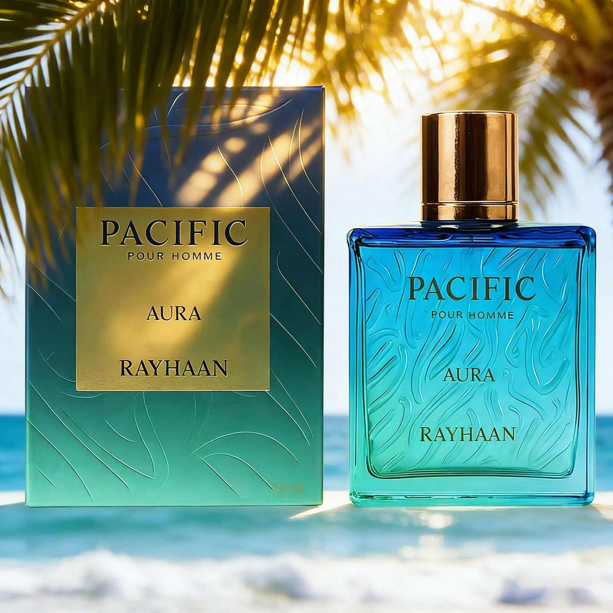 Rayhaan Pacific Halo Men's perfume has a clear ocean flavor, clean and transparent like the sea breeze, and the bottle body has a sense of summer holiday atmosphere by Grab & Glow