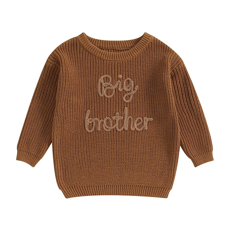 2023-09-18 Lioraitiin 12M-5Y Winter Newborn Kids Boys Sweaters Cotton Long Sleeve Letter Embroidery Pullover Loose Knitwear Tops by Grab & Glow