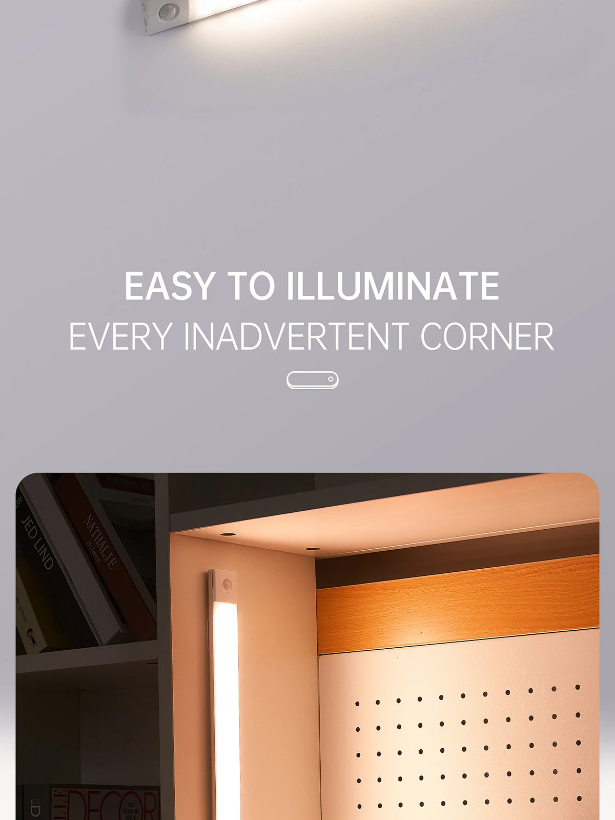 LED Night Light Motion Sensor Lights Wireless Rechargeable Closet Kitchen Bedroom Sensor Light Cabinet Stair Light 2Piece by Grab & Glow