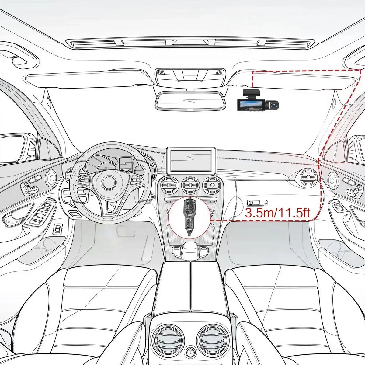 1080P HD Dual Lens Front and Rear Car Dash Cam Driving Recorder IR Night Vision G Sensor Parking Mode Motion Detection Three Point One Six Inch IPS Screen Wide Angle Loop Recording Supports One Hundred Twenty Eight GB Max H26 - Grab & Glow