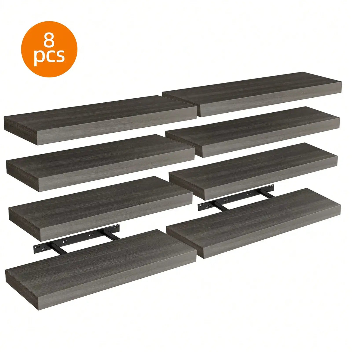 4 Pack Floating Shelves Modern Black Wood Wall Shelves Storage Shelving Unit With Invisible Metal Brackets Display Rack For Bathroom Living Room Bedroom Kitchen Housewarming Gift by Grab & Glow