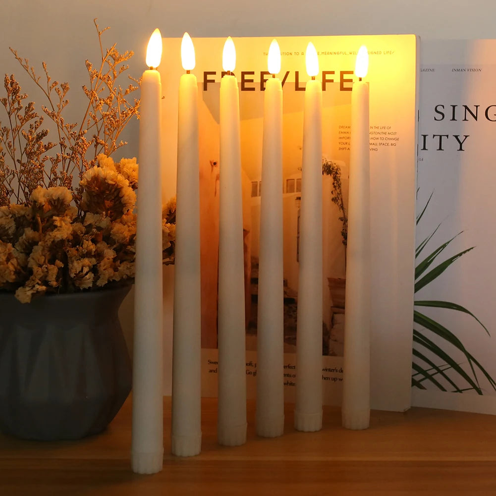 Flameless Taper Candles with Remote Control Flickering LED Candles Taper Warm White Light LED Candlesticks for Christmas Wedding by Grab & Glow