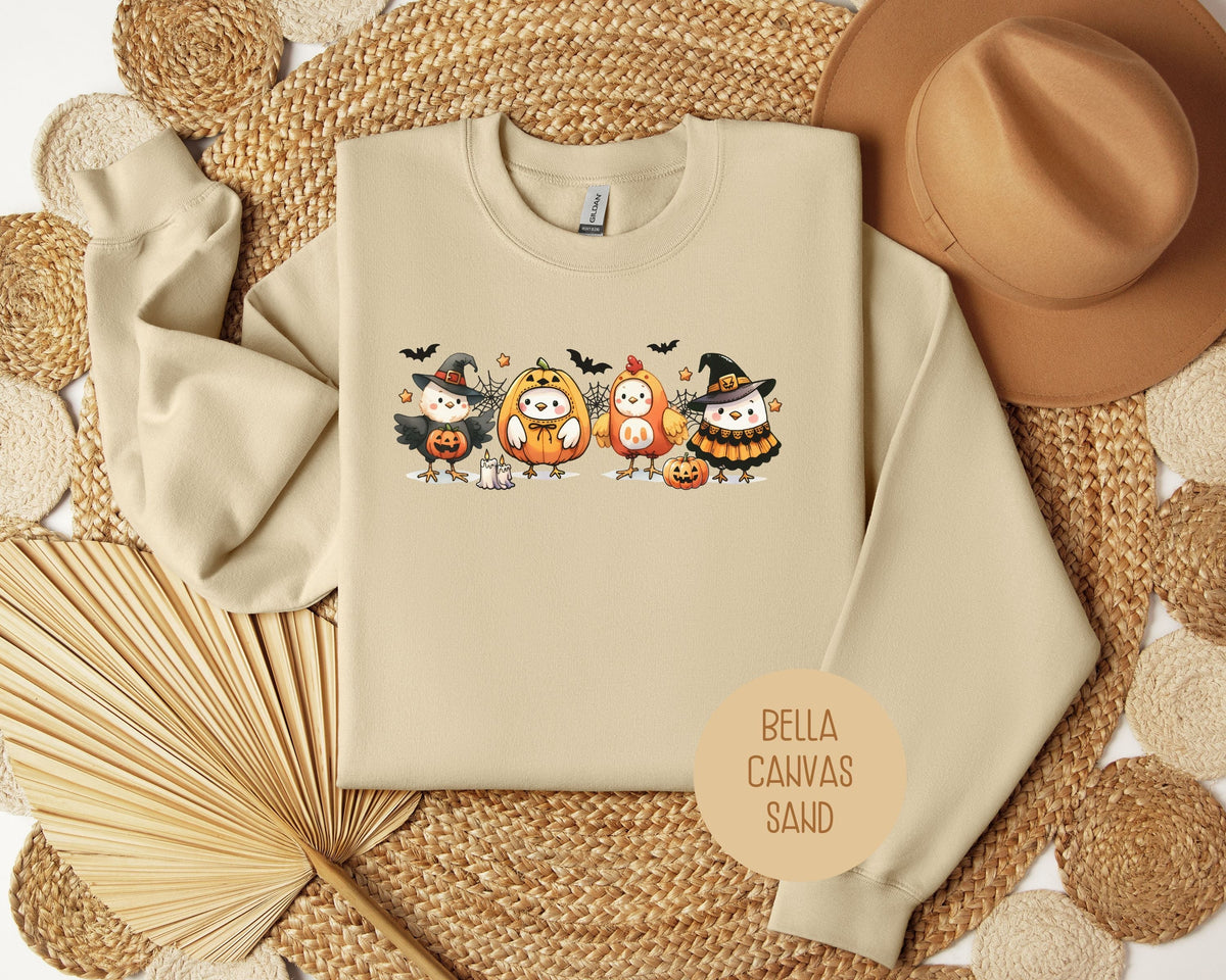 Chickens in Halloween Costumes Sweatshirt - Grab & Glow
