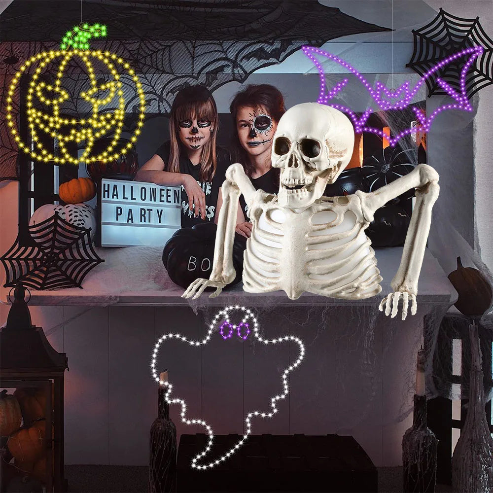 Halloween Decorations Glowing Skull Skeleton Human Head Haunted House Outdoor Yard Horror Props Holiday Scarry Home Supplies - Grab & Glow