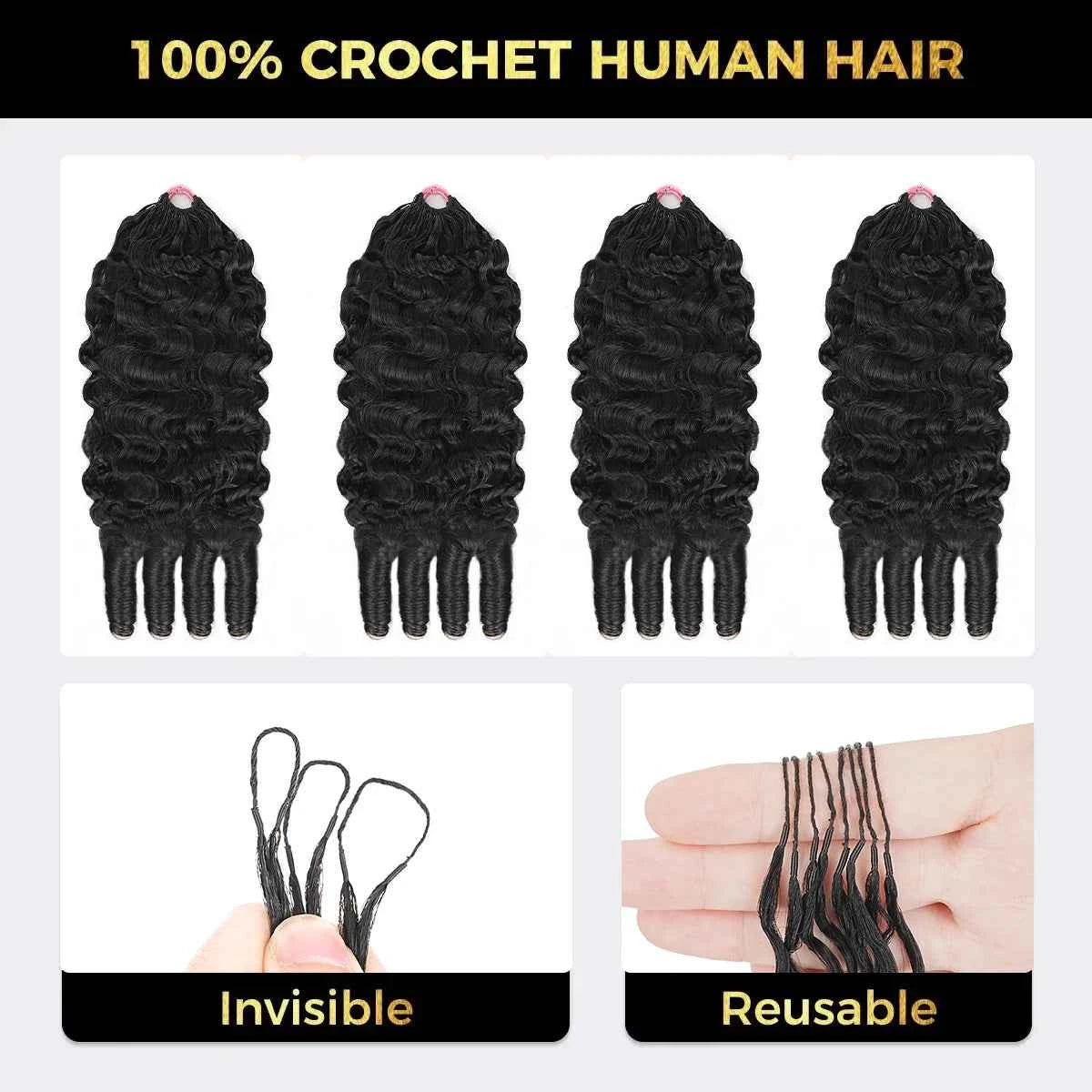Burmese Curly Feather Crochet Human Hair Extensions Pre Looped For Black Women Pre Separated Knotless Hair For Braiding - Grab & Glow