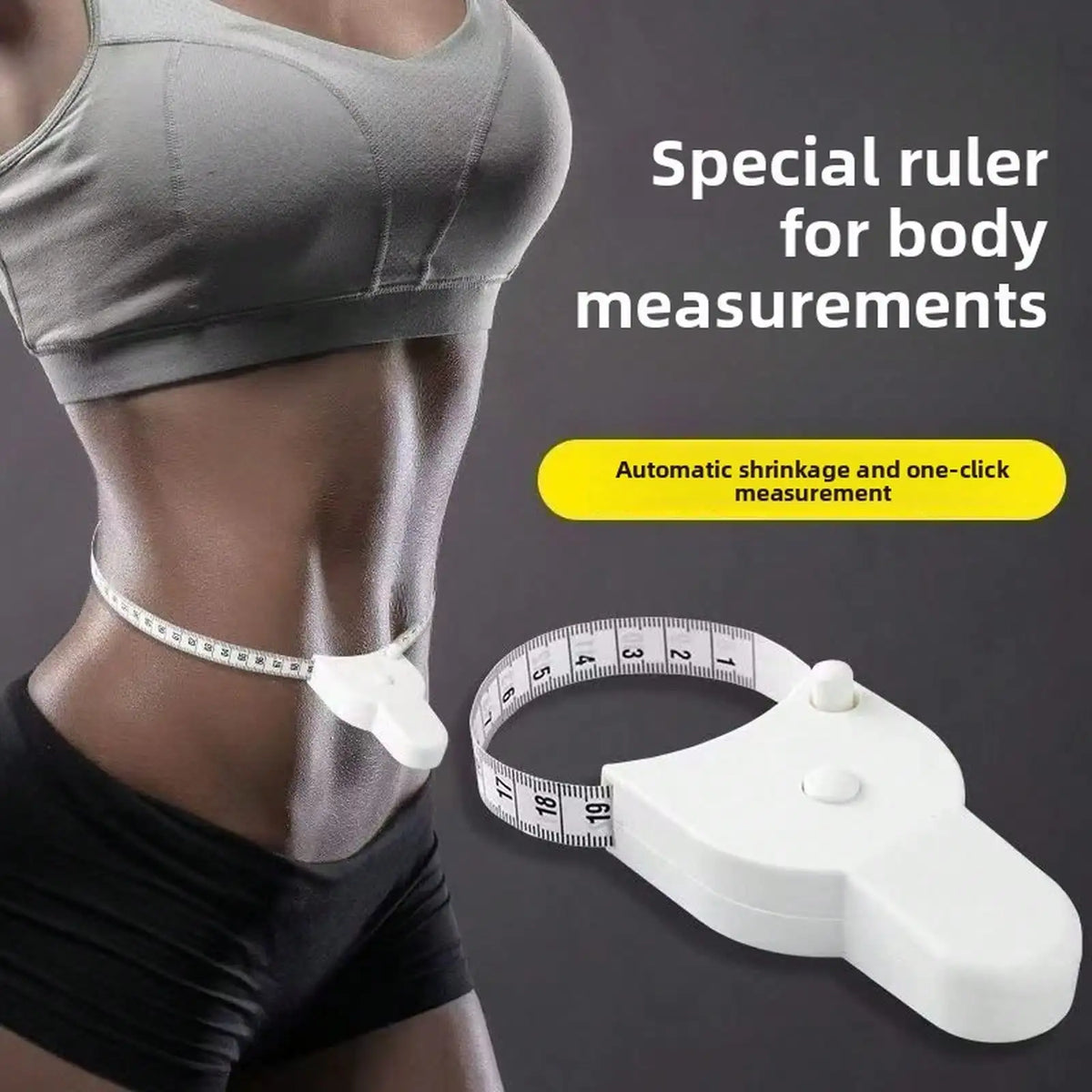 Body Measuring Tape, Retractable Fitness Tape Measure, Soft Ruler For Waist, Chest, Arm And Body Circumference Measurement - Grab & Glow