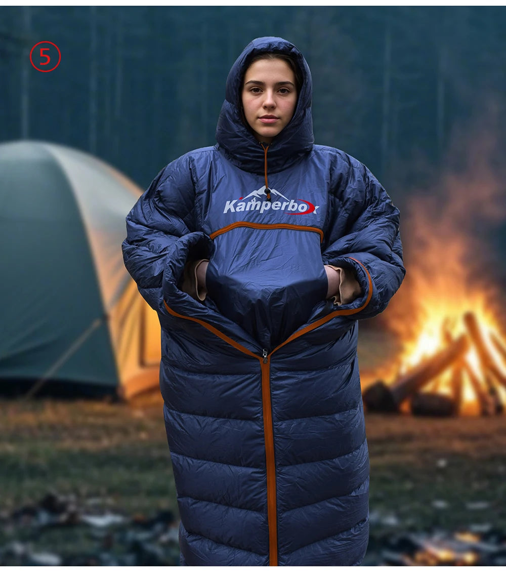Kamperbox Winter Sleeping Bag Poncho Winter Camping Poncho Winter Wearable Sleeping Bag Camping Blanket PC600 by Grab & Glow