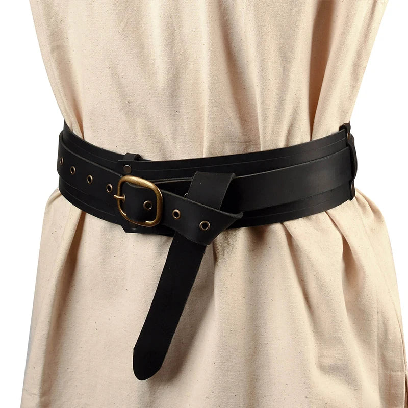 Medieval Viking Leather Belt – Knight Waistband for Halloween, LARP & Renaissance Costume - Grab & Glow