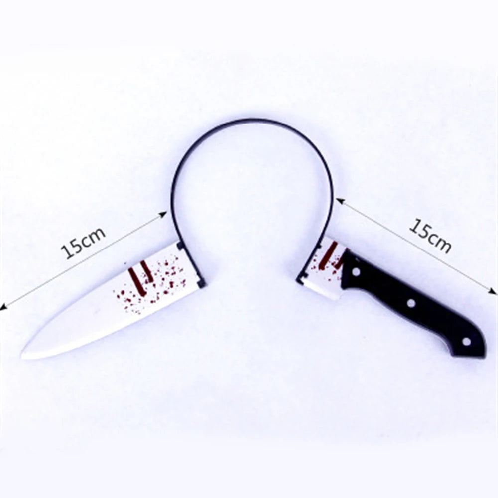 Halloween Horror Props Blood Fake Ax Saws Knife Headband for Halloween Party Masquerade Mischief Props Decoration Supplies - Grab & Glow