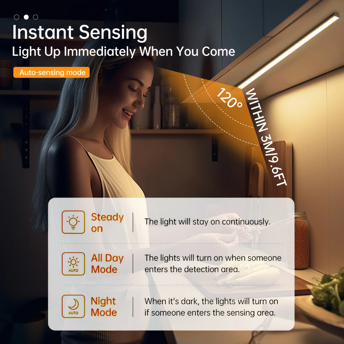 LED Night Light Motion Sensor Lights Wireless Rechargeable Closet Kitchen Bedroom Sensor Light Cabinet Stair Light 2Piece by Grab & Glow