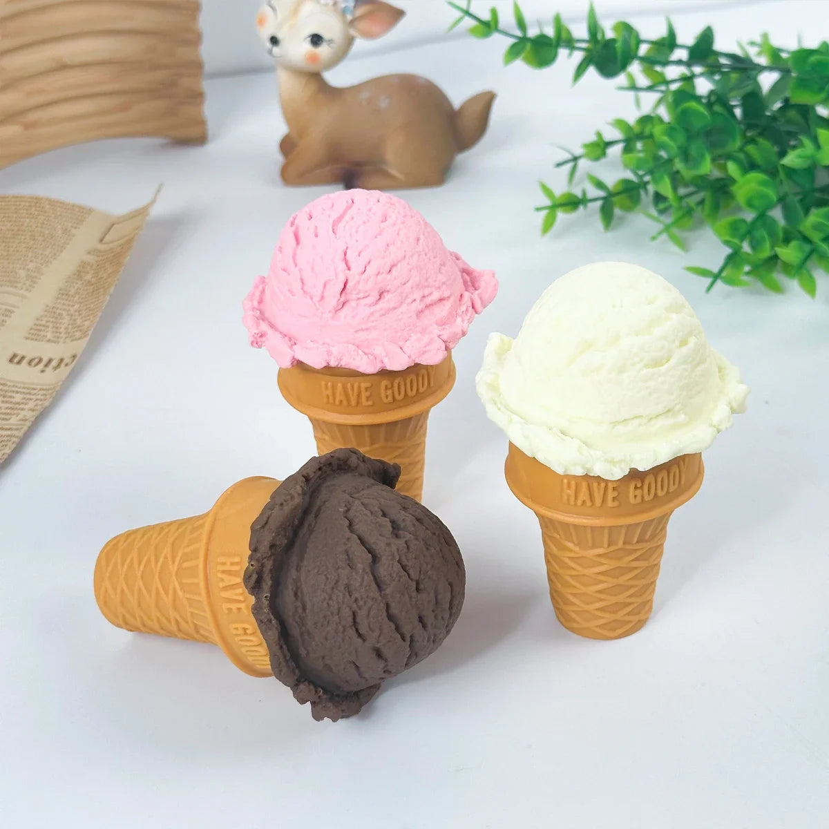 Simulation Ice Cream Ball Model Fake Sweet Cone Dessert Shop Lifelike Decor Photography Props Display Fake Food Model Ornament - Grab & Glow