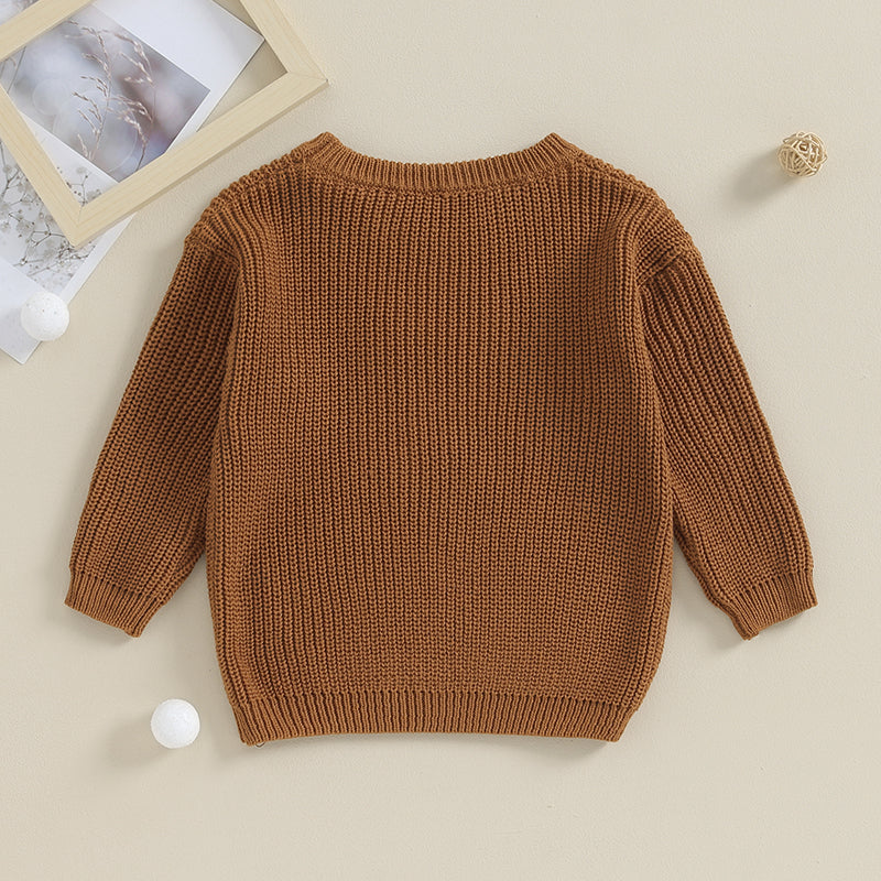 2023-09-18 Lioraitiin 12M-5Y Winter Newborn Kids Boys Sweaters Cotton Long Sleeve Letter Embroidery Pullover Loose Knitwear Tops by Grab & Glow