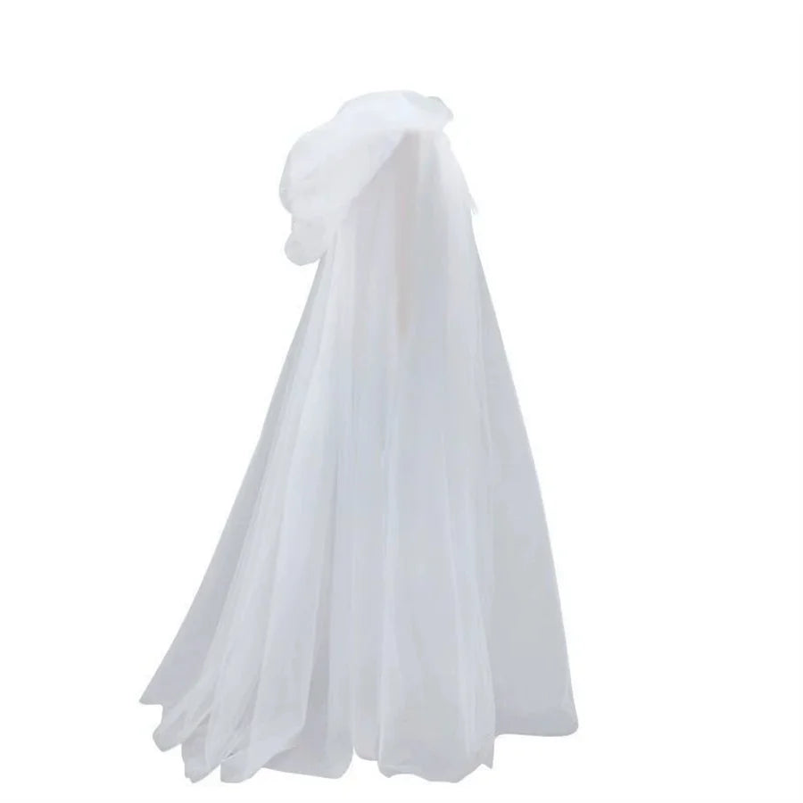 Halloween cosplay - ghost costume with hooded cloak, death god witch net-like long dress, full-length performance outfit - Grab & Glow