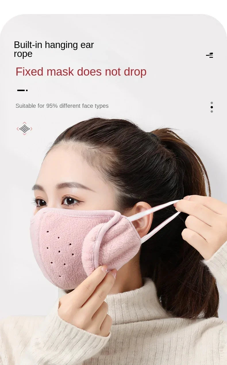 Windproof Cold Proof Face Mask Winter Warm, 3D Fleece Half Face Cover for Motorcycle Bicycle Riding, Breathable Earmuff Mask for Men Women by Grab & Glow