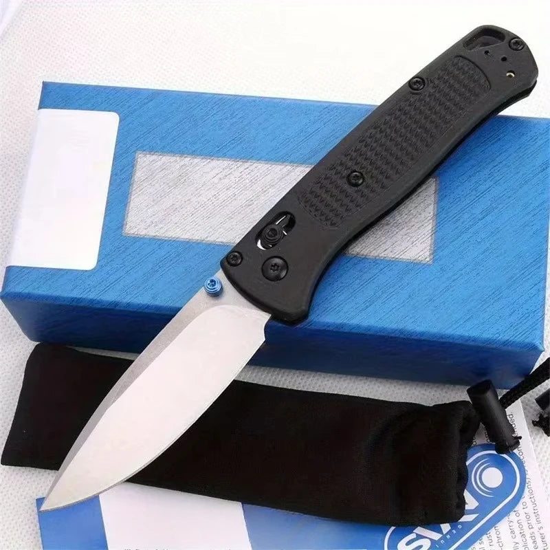 BM 535 EDC Knife Drop-Point Blade Nylon Wave Fiber Handle Outdoor Hunting Camp Survival Multifunctional Tools by Grab & Glow