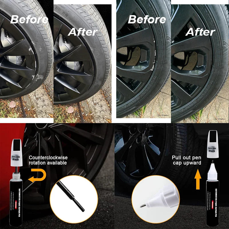 Automotive Wheel Touch-Up Pen Paint Repair Pen Gloss Black Matte Black Silver Grey Automotive Paint Care Accessories by Grab & Glow