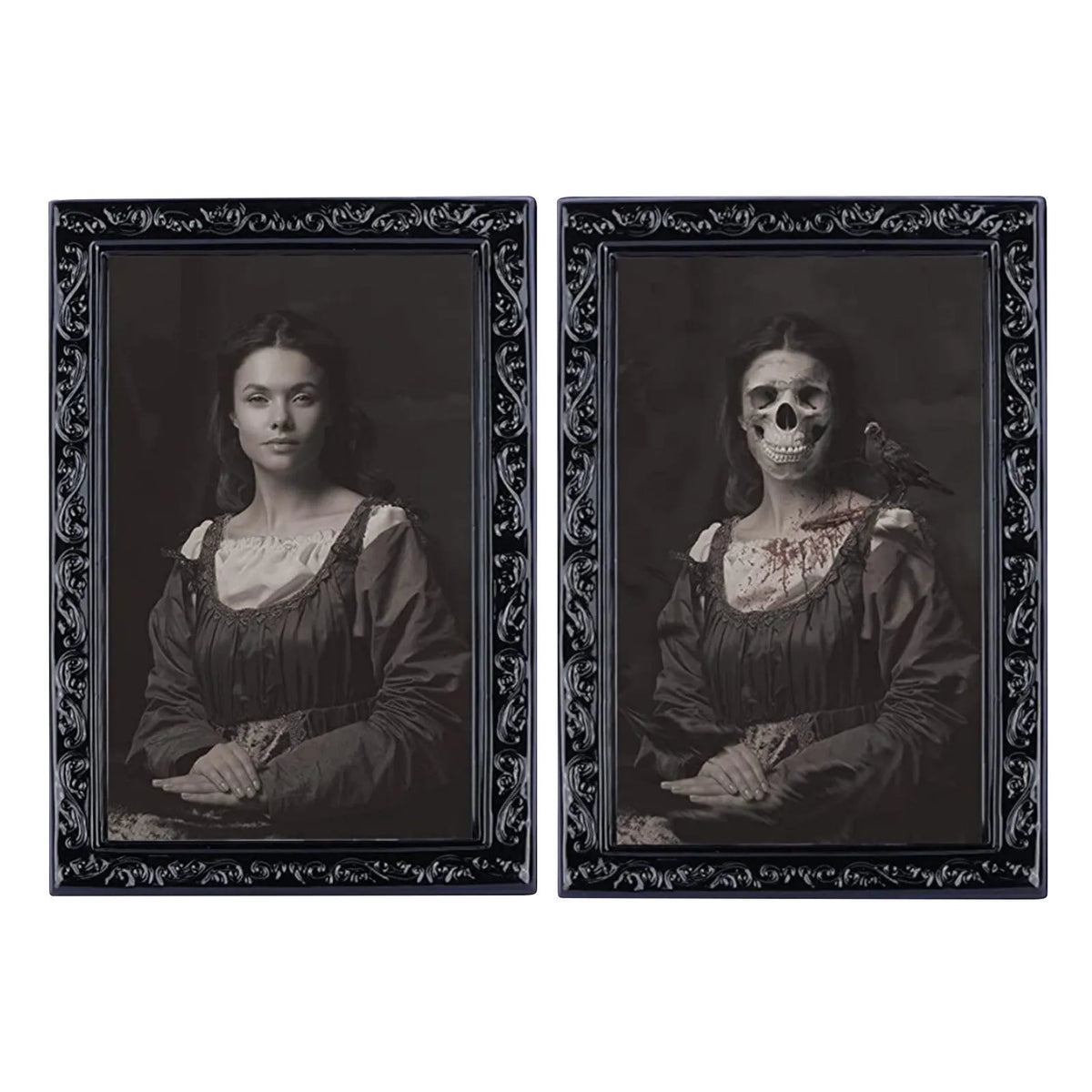 Halloween Decoration 3d Change Face Expression Moving Ghost Portrait Photo Frame Horror Party Castle Haunted House Props Decor - Grab & Glow