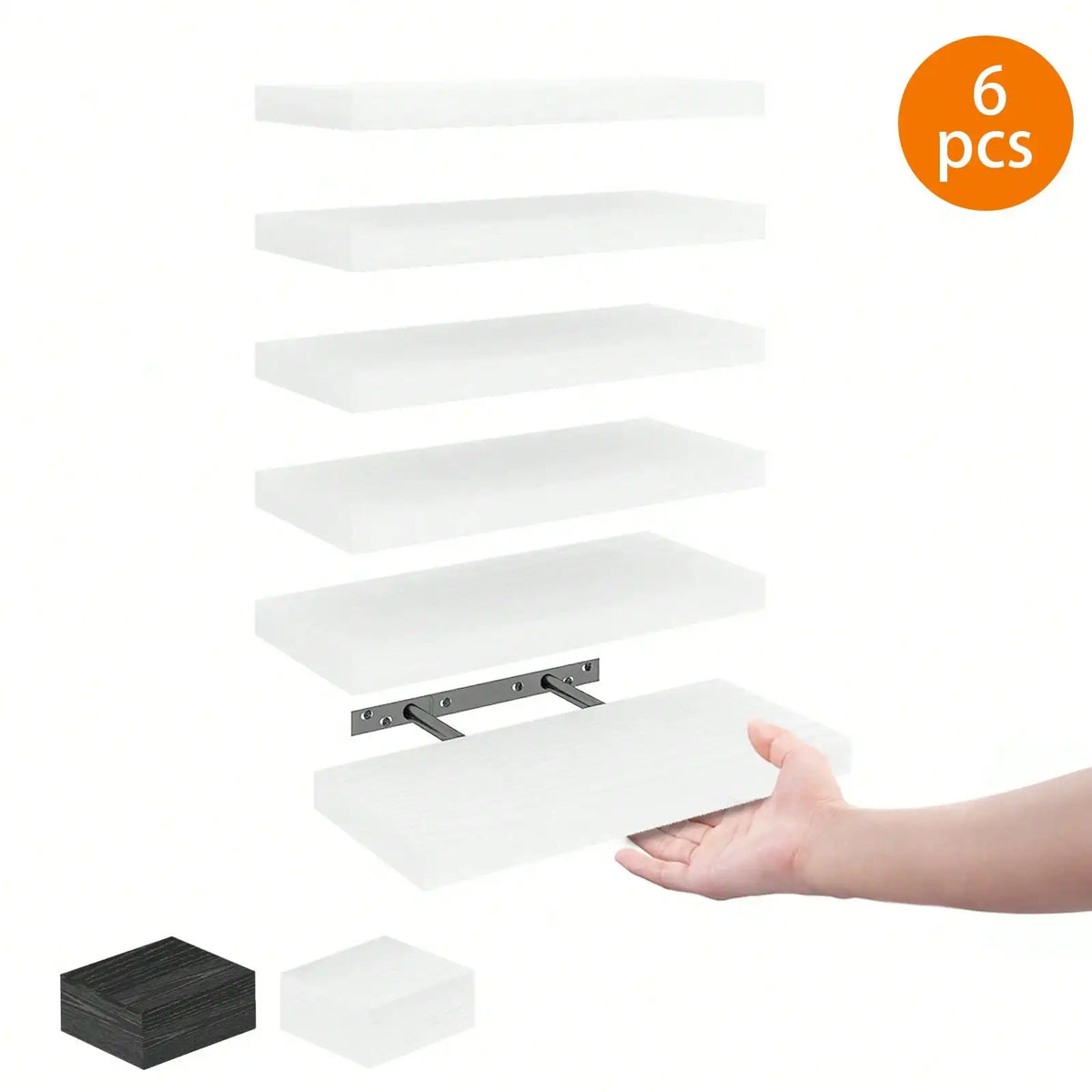 4 Pack Floating Shelves Modern Black Wood Wall Shelves Storage Shelving Unit With Invisible Metal Brackets Display Rack For Bathroom Living Room Bedroom Kitchen Housewarming Gift by Grab & Glow