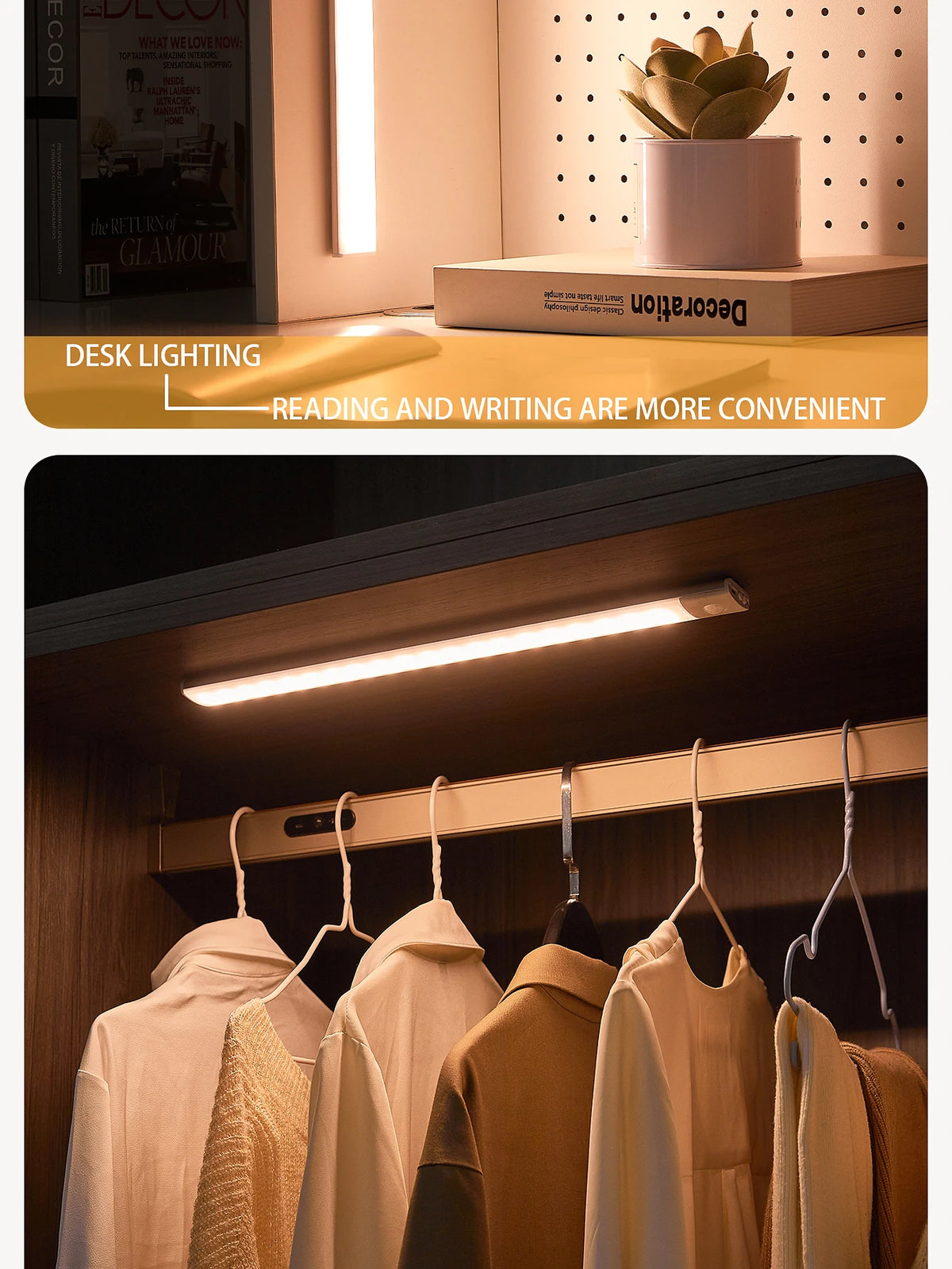 LED Night Light Motion Sensor Lights Wireless Rechargeable Closet Kitchen Bedroom Sensor Light Cabinet Stair Light 2Piece by Grab & Glow