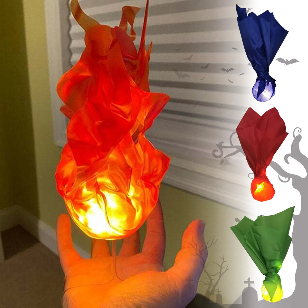 Halloween Decor Props Simulation Floating Fireball Lamp Artificial Fire Flame Atmosphere Light For Cosplay Role Play Party - Grab & Glow