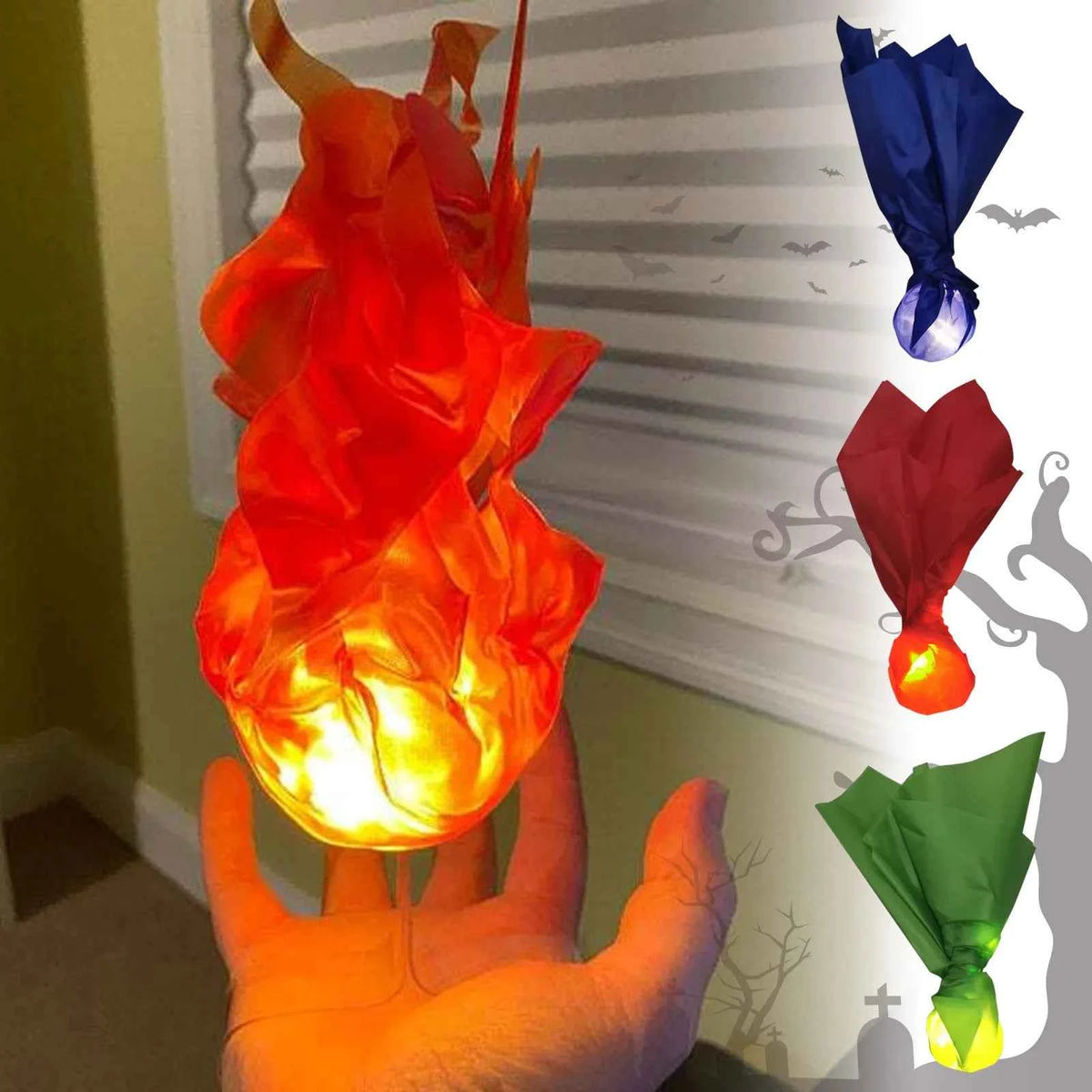 Halloween Decor Props Simulation Floating Fireball Lamp Artificial Fire Flame Atmosphere Light For Cosplay Role Play Party