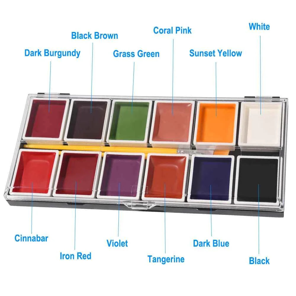 OPHIR Special Effect Makeup Paint Set Alcohol Activated Makeup Palette for Special Effects Artist Halloween Cosplay Makeup RT015 - Grab & Glow