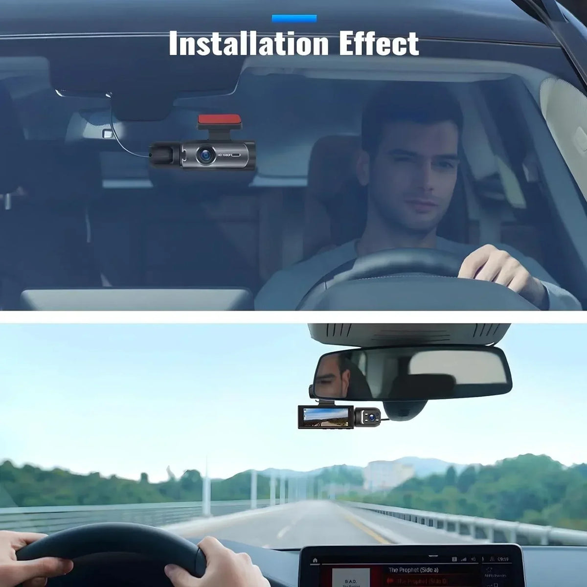 1080P HD Dual Lens Front and Rear Car Dash Cam Driving Recorder IR Night Vision G Sensor Parking Mode Motion Detection Three Point One Six Inch IPS Screen Wide Angle Loop Recording Supports One Hundred Twenty Eight GB Max H26 - Grab & Glow