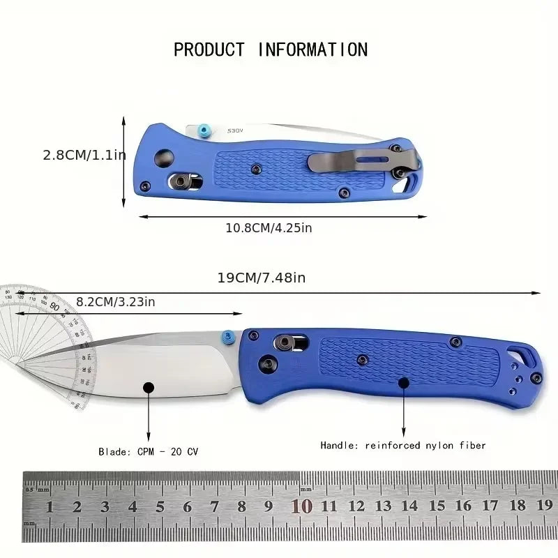BM 535 EDC Knife Drop-Point Blade Nylon Wave Fiber Handle Outdoor Hunting Camp Survival Multifunctional Tools by Grab & Glow
