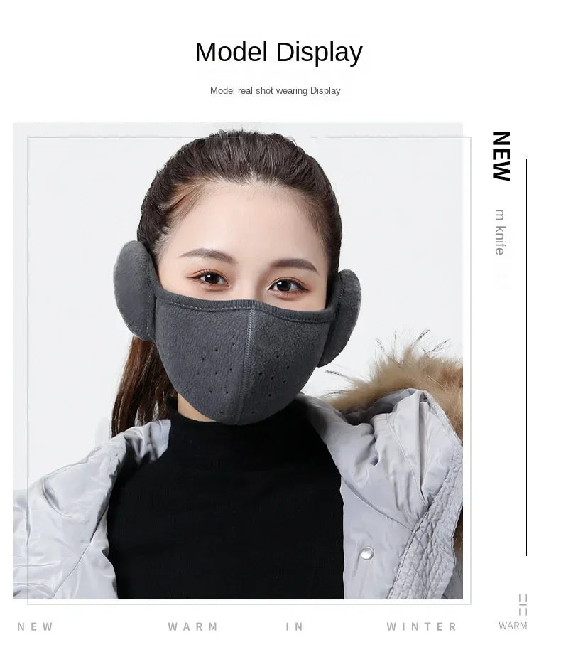 Windproof Cold Proof Face Mask Winter Warm, 3D Fleece Half Face Cover for Motorcycle Bicycle Riding, Breathable Earmuff Mask for Men Women by Grab & Glow