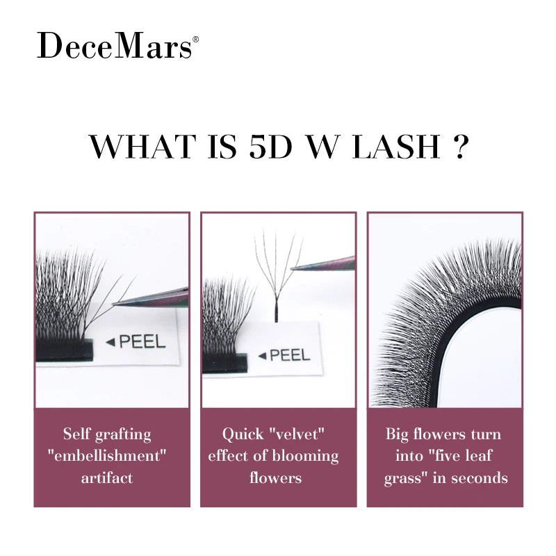 DeceMars 5D - W Shaped Eyelash Extension (12line/Tray) by Grab & Glow