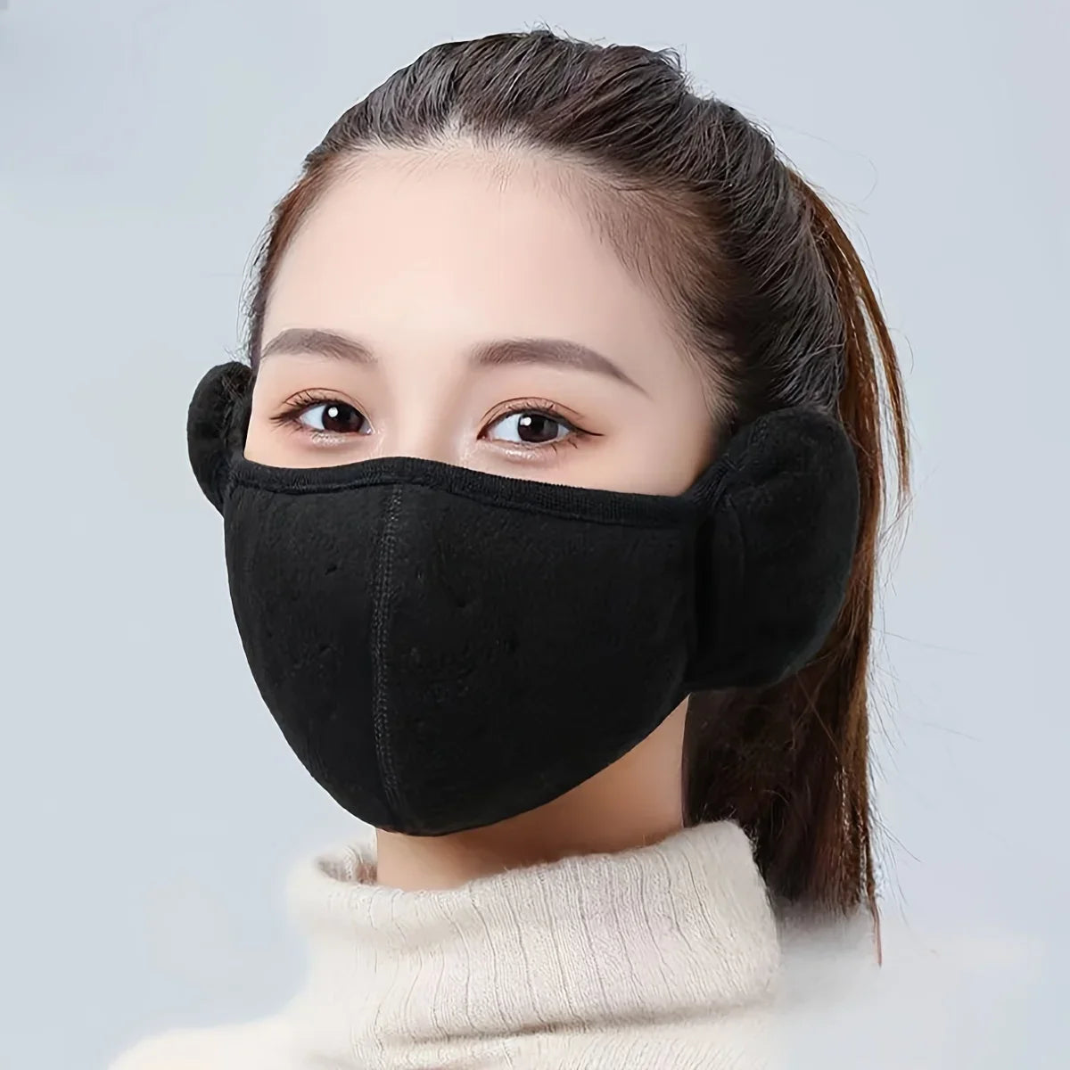 Windproof Cold Proof Face Mask Winter Warm, 3D Fleece Half Face Cover for Motorcycle Bicycle Riding, Breathable Earmuff Mask for Men Women by Grab & Glow