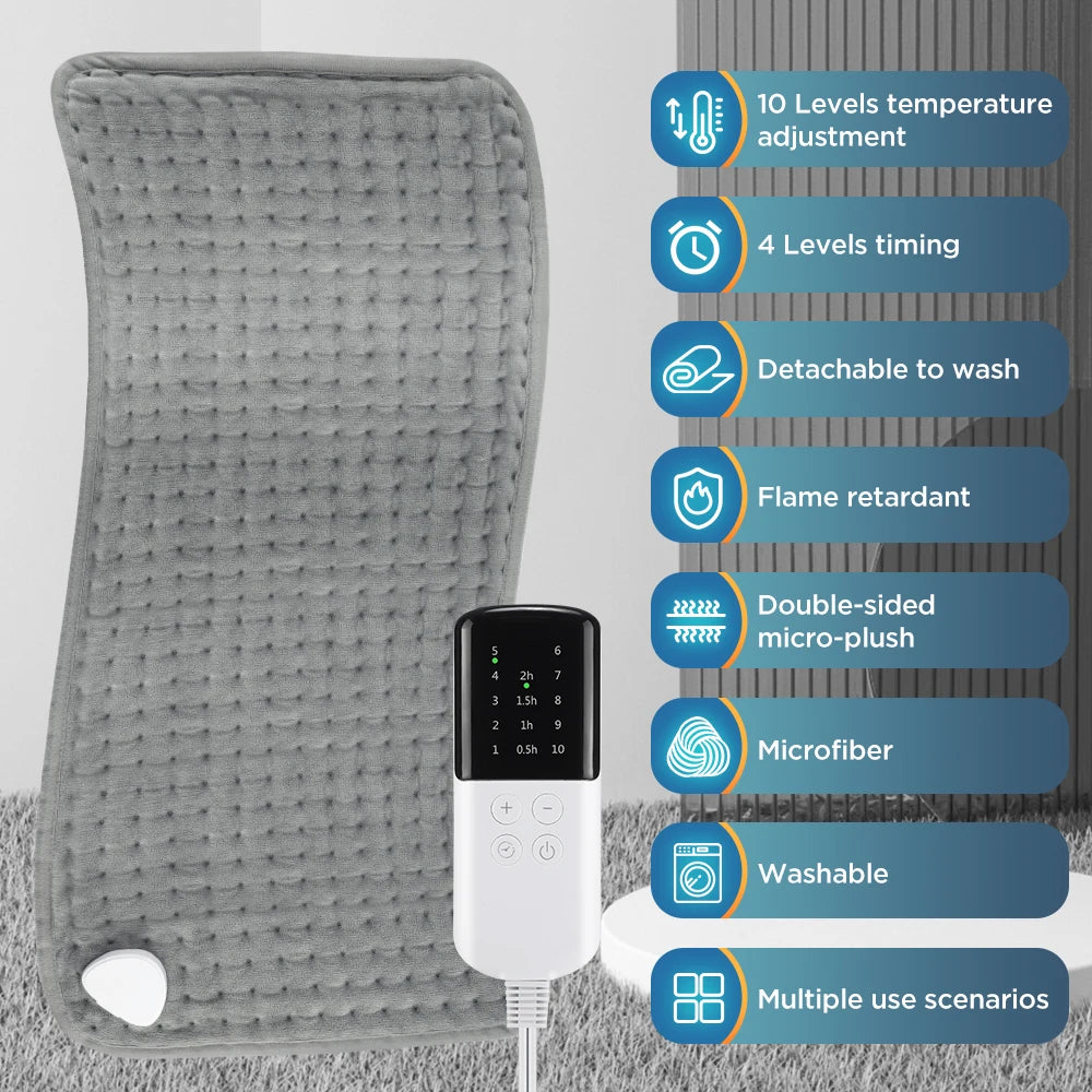 58x29CM Heating Pad 10 Level 4 Mode Timing Heating Blanket Winter Warm Keeping Legs Abdomen Hands Body Warmer Heating Mat by Grab & Glow