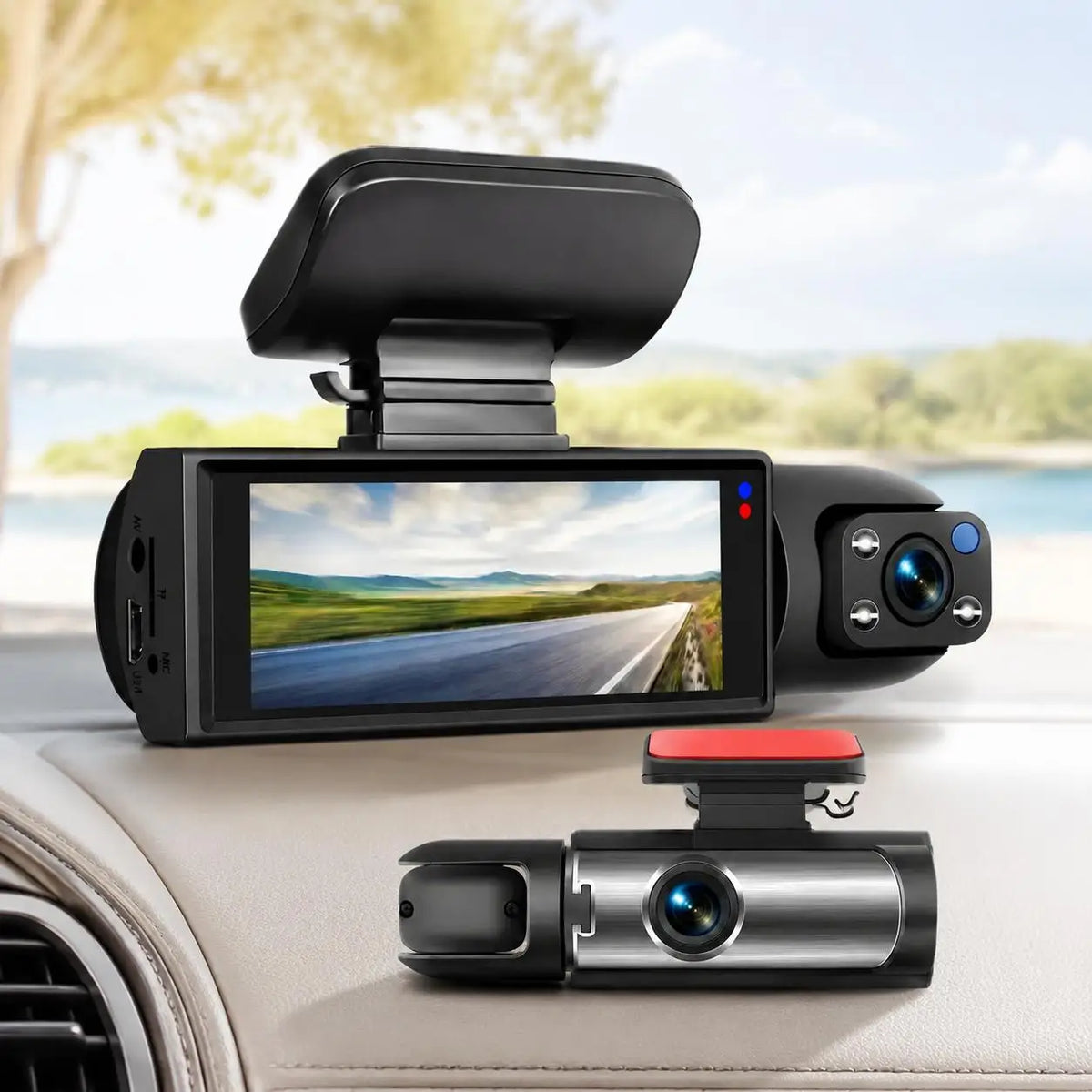 1080P HD Dual Lens Front and Rear Car Dash Cam Driving Recorder IR Night Vision G Sensor Parking Mode Motion Detection Three Point One Six Inch IPS Screen Wide Angle Loop Recording Supports One Hundred Twenty Eight GB Max H26 - Grab & Glow