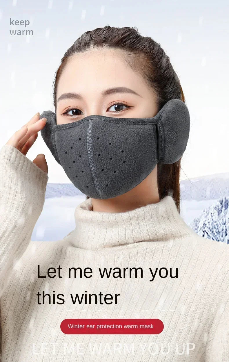 Windproof Cold Proof Face Mask Winter Warm, 3D Fleece Half Face Cover for Motorcycle Bicycle Riding, Breathable Earmuff Mask for Men Women by Grab & Glow