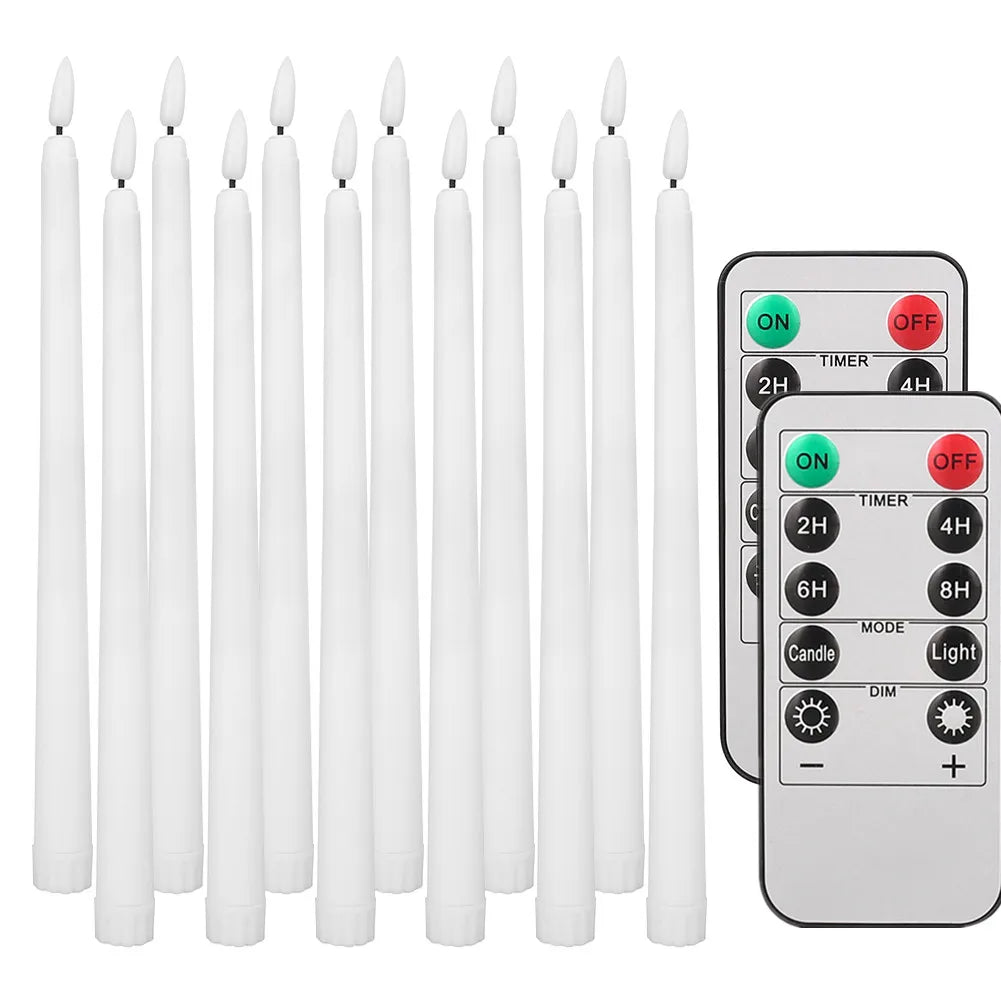 Flameless Taper Candles with Remote Control Flickering LED Candles Taper Warm White Light LED Candlesticks for Christmas Wedding by Grab & Glow