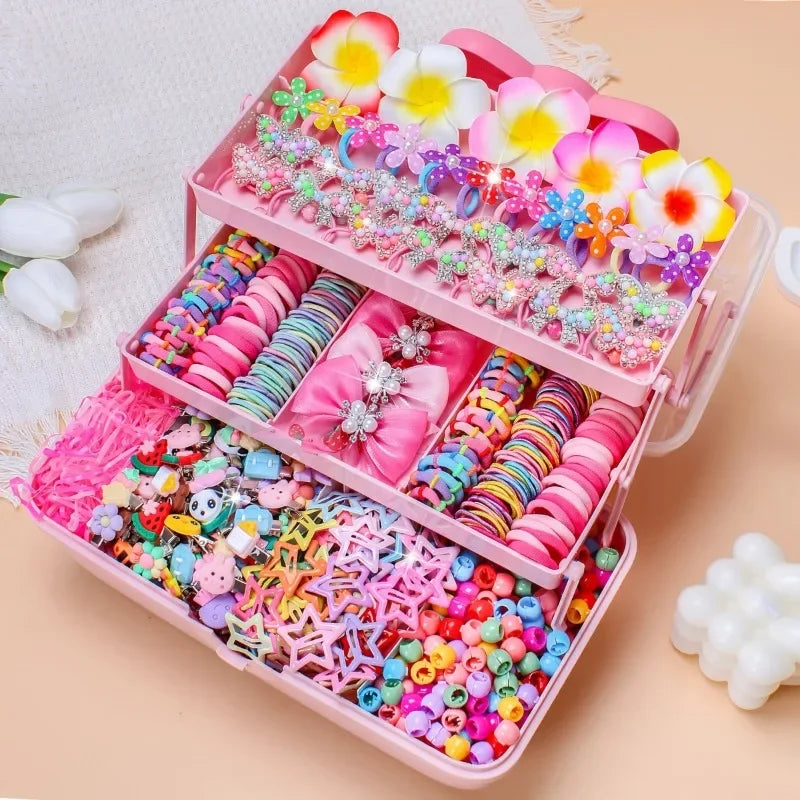 546Pcs Bow High Elastic Hair Accessories Set No Hurt Hair Colorful Girls Hair Bands Hair Clips Girls Children - Grab & Glow