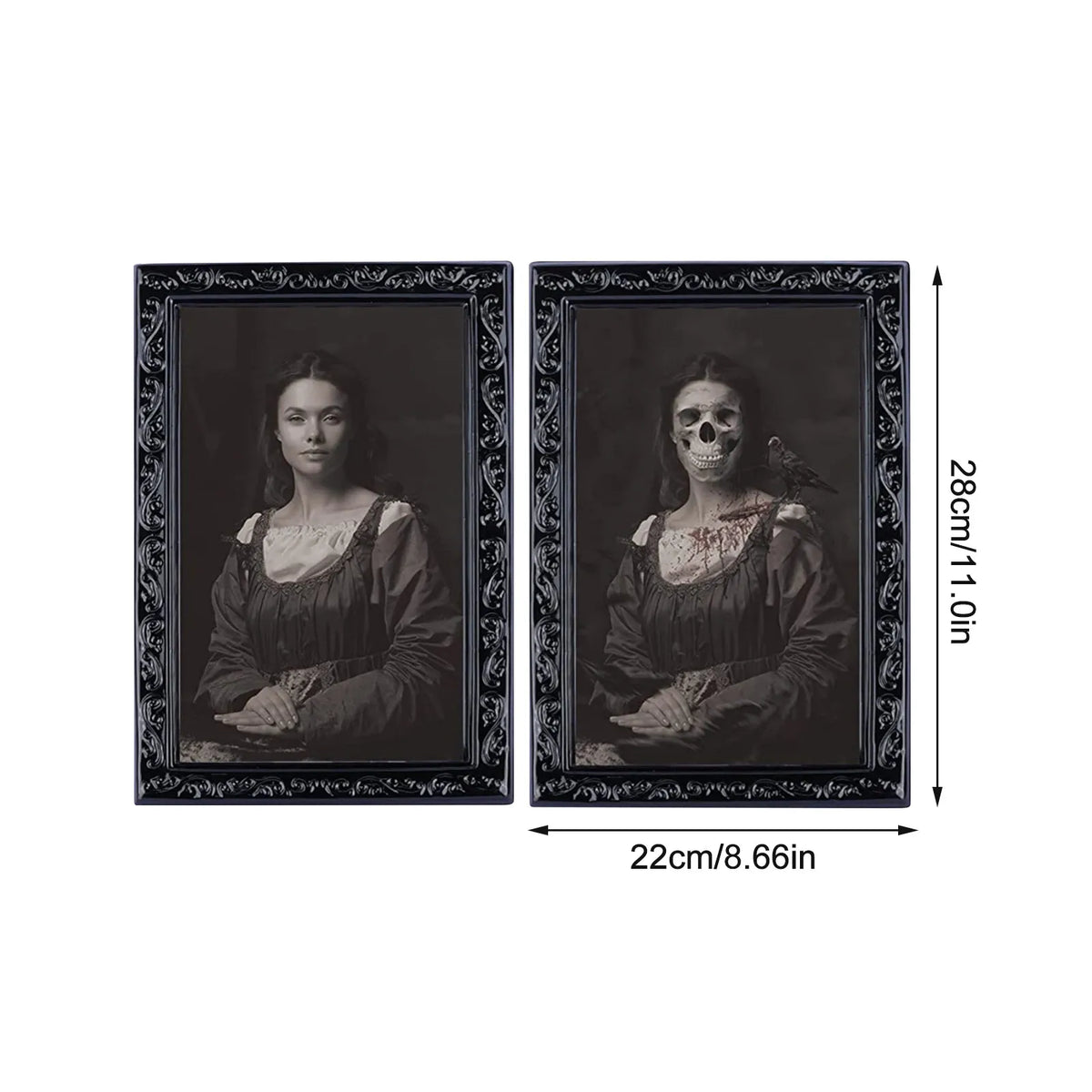 Halloween Decoration 3d Change Face Expression Moving Ghost Portrait Photo Frame Horror Party Castle Haunted House Props Decor - Grab & Glow
