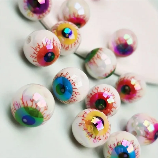 16MM 10pcs Random Mix Color Evil Eyeball Acrylic Loose Spacer Bead For DIY Halloween Decor Jewelry Necklace Bracelet Accessories by Grab & Glow